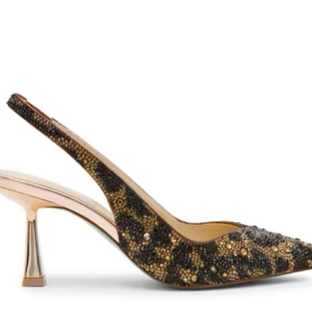 Betsey Johnson Leopard Embellished Slingback Heels - Picture 2 of 7